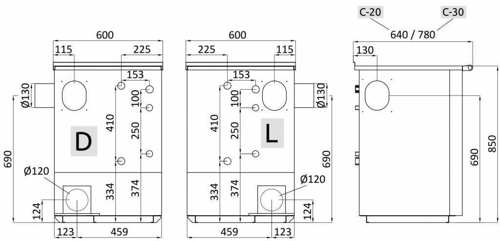 Cocina Calefacción Central sin horno 35kW C-30
